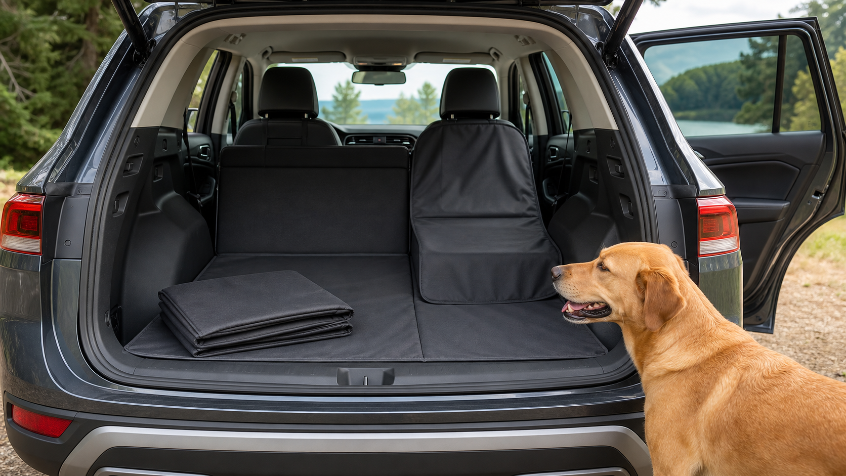SUV cargo area and rear-seat protection options for dogs.